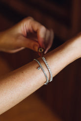 Radiant Tennis Silver Bracelet, White Rhodium, Premium Cubic Zirconia  + Give Love Gift